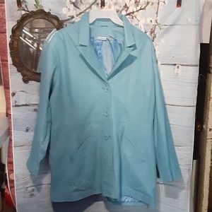 baby blue 100% leather women's jacket